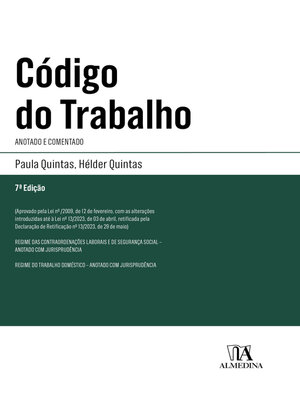 cover image of Código do Trabalho--Anotado e Comentado--7ª Edição
